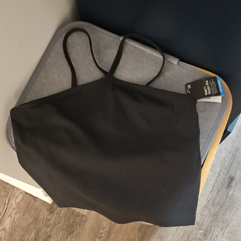 Gapfit Studio Bra Training Black Strappy Camisole Halter Top Tank Top